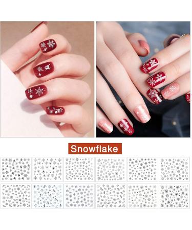 24 Sheets Christmas Nail Art Stickers - Self-Adhesive 3D Snowflake & Santa Gel Decals with Tweezers - Perfect for Christmas Parties - Gold - Buy Online on GoSupps.com