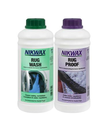Nikwax Horse Rug Wash & Proof Non-Detergent Equestrian Cleaner Twin Pack (1 Litre)