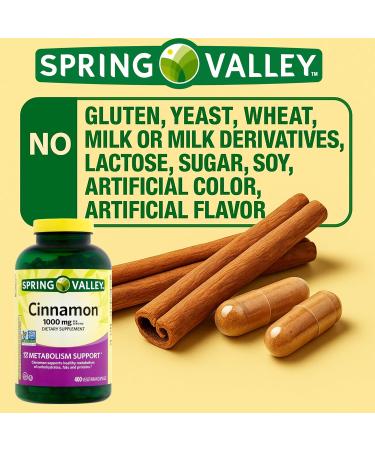 Cinnamon Supplement 1000mg 400 Vegetarian Capsules Contains Cassia Not Ceylon Bundle with Luall's 45 Diabetes Decoded (1) - Buy Online on GoSupps.com