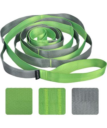 SANKUU Stretching Strap with 12 Loops + Workout Poster | Non-Elastic Yoga Straps for Physical Therapy & Exercise | Green Hamstring Stretcher for Pilates, Dance, Gymnastics | Women & Men - Buy Online on GoSupps.com