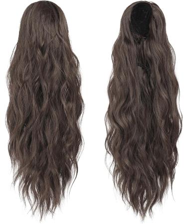 FESHFEN 18 Medium Brown Curly Wavy Ponytail Extension - Synthetic Drawstring Hairpiece for Women - Buy Online on GoSupps.com