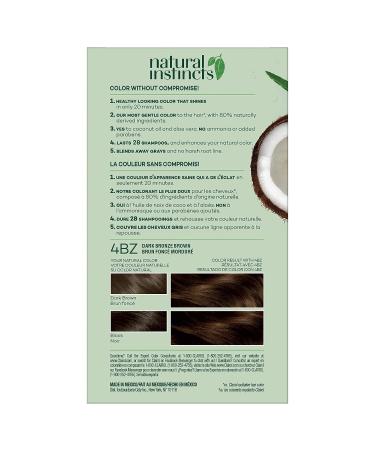 Clairol Natural Instincts Demi-Permanent Hair Dye 4BZ Dark Bronze Brown 5.85 Fl Oz - Pack of 1 - Buy Online on GoSupps.com
