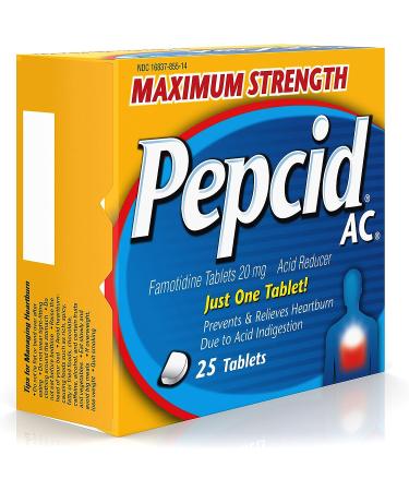 Pepcid AC Maximum Strength 20mg Famotidine - 25ct for Heartburn Prevention & Relief - Buy Online on GoSupps.com