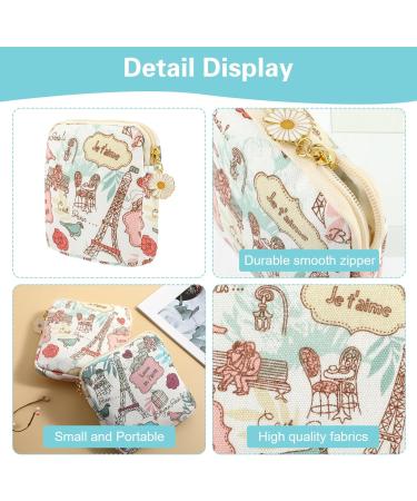 Amabro Sanitary Napkin Storage Bag 2PCS Period Bags Cute Sanitary Pad Storage Pouch Tampon Pantyliners Menstrual Purse Daisy Zipper for Women Teen Girls School Travel Feminine Product(Tower) - Buy Online on GoSupps.com