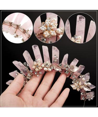 Handmade Quartz Crystal Headband - Pink Flower Mermaid Tiara for Women - Wedding Fairy Costume Hair Accessory - Buy Online on GoSupps.com