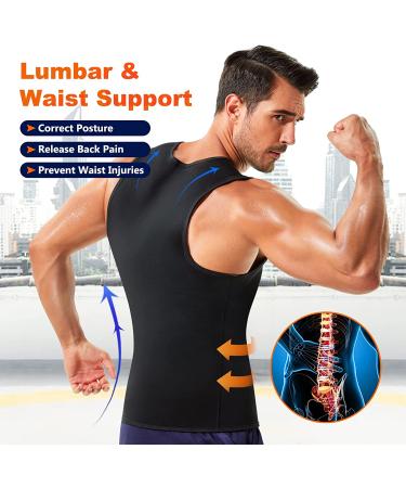 Wonderience Men Waist Trainer Vest - Neoprene Sauna Suit Body Shaper | X-Large Black - Buy Online on GoSupps.com
