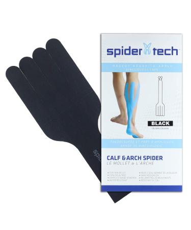 Spidertech Calf & Arch Pre-Cut Kinesiology Tape. Water-Resistant, Latex-Free and Easy to use. Preferred by Athletes. Reduce Inflammation, Help re-Train Muscles, Enhanced Performance (1 Pack) Black Calf & Arch