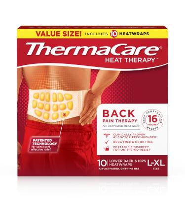 ThermaCare Advanced Back Pain Relief Therapy HeatWraps L/XL, 10 Count L/XL Heat Wraps, NEW