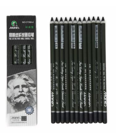 Charcoal Pencil Set - 12pcs/pk - Black Free Cutting Paper Handle Charcoal  Pencil C7350 (Soft)