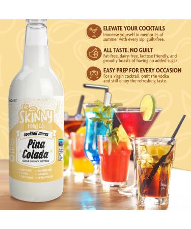 Skinny Food Co Sugar-Free Pina Colada Martini Skinny Cocktail Mixer 1 Litre - Low Calorie 0g Sugar - Vegan Gluten-Free & Keto Friendly - Tropical flavour with Mango Passion Fruit & Orange - Buy Online on GoSupps.com