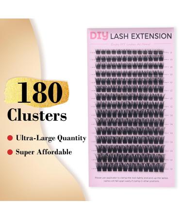 Cluster Eyelash Extensions 180 PCS - Wispy DIY Individual Lashes Soft Mink False Eyelashes with Super Thin Band - Mixed Tray (C-8-16mix) for Stunning Volume - Buy Online on GoSupps.com
