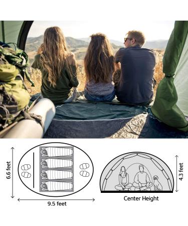 4 Person Waterproof Easy Pop Up Tent | Automatic Setup | 2 Doors | Instant Family Tents for Camping & Hiking - Green - Buy Online on GoSupps.com