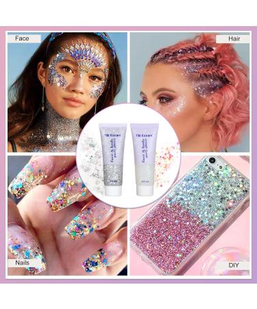 BestAuty Festival Glitzer Gel 50ml - Long-Lasting Face Body Hair & Nail Glitter for Parties | #6 White - Buy Online on GoSupps.com