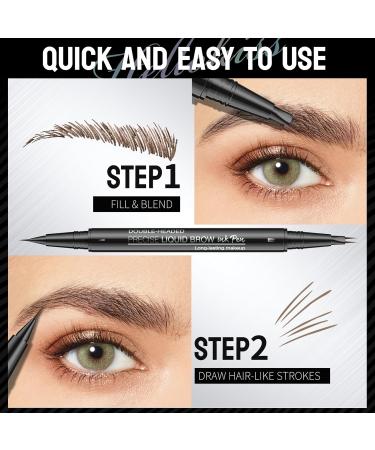 Curved Eyebrow Pen - Eyebrow Pencil Brow Pencil 2-in-1 Dual-Ended Microblading Eyebrow Pen with Micro-Fork-Tip and Precise Brush-Tip Create Natural Hair-Like Brows Long lasting Light brown - Buy Online on GoSupps.com
