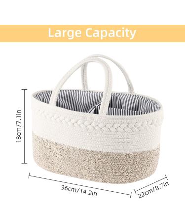 WHATWEARS Baby Diaper Caddy Organizer - Portable Cotton Rope Basket for Boys and Girls - Yellow Nursery Storage with Compartments - Buy Online on GoSupps.com
