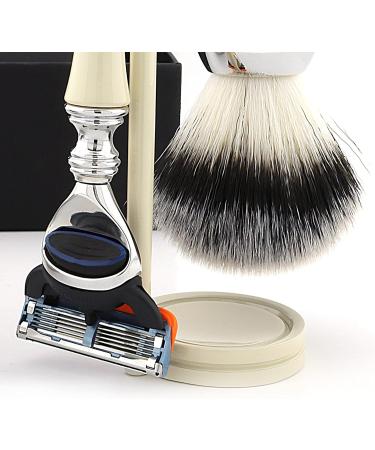 Premium Men's Shaving Set - Badger Hair Silver Tip Brush with Stand & Soap for Ultimate Shaving Experience - Buy Online on GoSupps.com