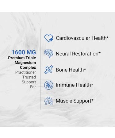 Naturalis Vegan Triple Magnesium Complex | Chelated Glycinate Citrate & Oxide 1600mg Delivers 250mg Elemental Magnesium | Easily Absorbed for Stress Muscle Heart Bone Support* | 60 Softgels 60 Count (Pack of 1) - Buy Online on GoSupps.com