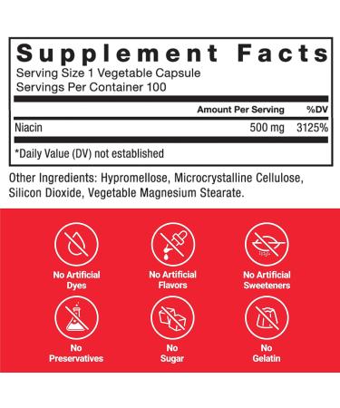 Force Factor Niacin Vitamin B3 to Support Cellular Energy and Cardiovascular Health Niacin 500mg Heart-Health Supplement Vegan No Gelatin Non-GMO 100 Vegetable Capsules - Buy Online on GoSupps.com