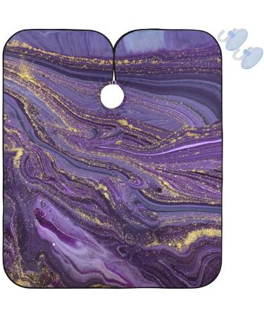 visesunny Barber Cape Purple Marble With Golden Veins Polyester Hair Cutting Salon Cape Apron Anti-Static Haircut Water-Resistant Shaving Cloth Beard Shaving Bib Hairdressing Cape Multi12