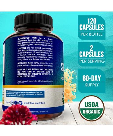 NutriFlair Organic Sea Moss 1600mg 120 Capsules Plus Bladderwrack & Burdock - Prebiotic Super Food - Immune System & Digestive Health - Thyroid Healthy Skin Keto Detox Gut - Buy Online on GoSupps.com