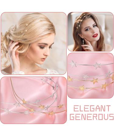 WLLHYF Metal Star Headband Rhinestone Alloy Hairband Decorative Crystal Hair Hoop Gold Sliver Headpiece Hair Accessories for Women Girls Party Bride Bridesmaids (1 gold + 1 slver) - Buy Online on GoSupps.com