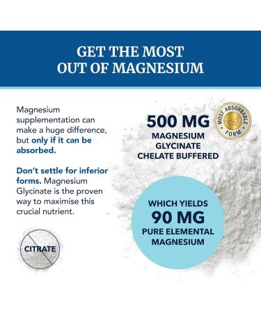 Magnesium Glycinate 500mg | Chelated for High Absorption | Muscle Relaxation Bones Heart Nerve Rest & Calm Support for Women & Men | Magnesium Chelate Supplement & Bisglycinate Complex | 120ct Magnesium 500 - Buy Online on GoSupps.com