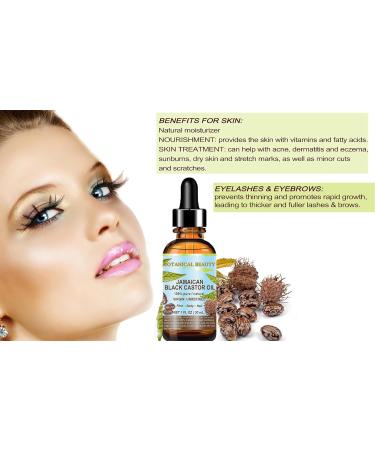 Botanical Beauty Black Castor Oil Jamaican. 100% Pure Natural Virgin Unrefined Cold Pressed Carrier Oil. 2 Fl.oz.- 60 Ml. For Face Skin Hair Eyelashes Brows and Nails - Buy Online on GoSupps.com