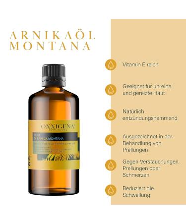 Oxxigena 100% Pure Arnica Montana Oil - 250ml | Natural Massage Oil for Sprains Bruises & Skin Irritation - Buy Online on GoSupps.com