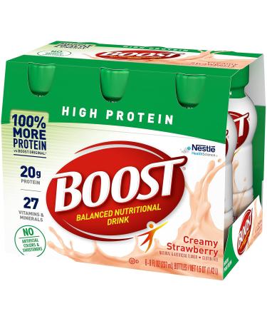 Nestle Boost High Protein Balanced Nutritional Drink Creamy Strawberry 8 oz Bottle 6 Ct - Buy Online on GoSupps.com