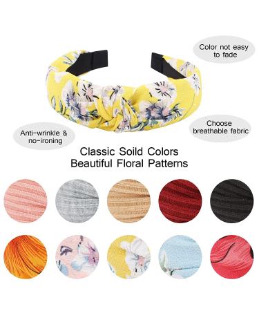 TOBATOBA 10-Piece Women's Knotted Headband Set - Non-Slip Floral & Solid Color Turbans - Stylish Hair Accessories - Buy Online on GoSupps.com
