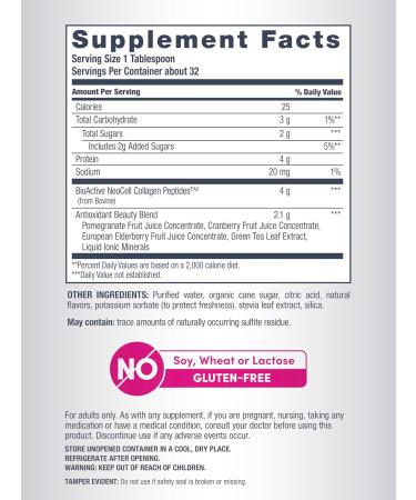 NeoCell Advanced Liquid Collagen | 4000 mg | Pomegranate and Fruit Juice Concentrates | for Women and Men | 16 fl oz - Buy Online on GoSupps.com