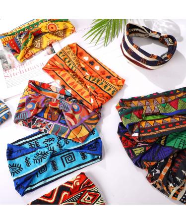 African Headband Set - 12 Pcs Knotted Wide Yoga Stretchy Bandeau for Women - Boho Elastic African Head Wraps - Hair Accessories for Girls - Perfect for Workout and Sports - Buy Online on GoSupps.com