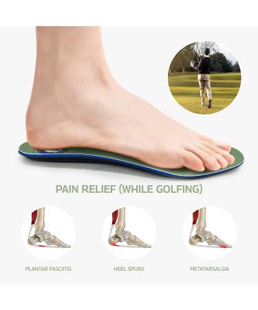 Pain Relief Golf Orthotics - Full Length Inserts for Plantar Fasciitis, Heel Spurs, Metatarsalgia - Men's M12-12.5/W14-14.5 - Buy Online on GoSupps.com