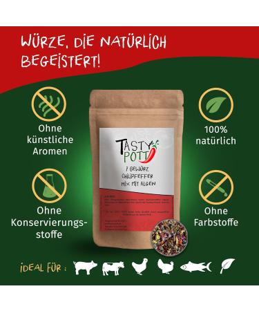 Jeske Sports Supplies Tasty Pott 7 spice chili pepper with algae 75 g can I pepper I chili I nori algae I spice mix I chili mix I spicy I pepper - Buy Online on GoSupps.com