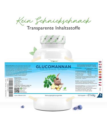 Vit4Ever Glucomannan - Weight Loss Supplement (180 Capsules Vegan 4200mg Daily Dose) - High-Quality Lab Tested Konjac Root - Buy Online on GoSupps.com