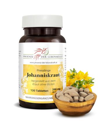St. John's wort tablets 390mg |130 tablets hypericum perforatum |Top premium quality from Austria |Vegan tablets instead of capsules without additives |Real St. John's wort Herrgottsblut tablets 130 pieces (1 Pack)