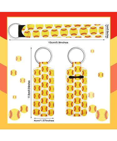 Hicarer Softball Baseball Lipstick Holder Keychain Lanyard Set - 20 Pieces | Neoprene Wristlet for Girls | Yellow Lipstick Sleeve Pouch | Sports Theme Lip Balm Holder - Buy Online on GoSupps.com