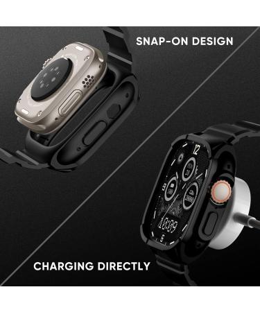 Ultra Band 49mm with Bumper Case for Apple Watch | Shockproof Sports Band with Protective Cover for Men & Women - Glossy Black - Buy Online on GoSupps.com
