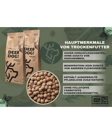 DEER DOG! (1 x 5 kg) | Premium dry dog food with red deer 65% + blackberry for large dogs | Grain-free dry dog food | Dry dog food - Buy Online on GoSupps.com