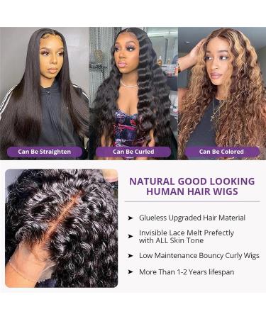 Midulla 26 Inch HD Lace Front Deep Wave Wig 180% Density | Brazilian 10A Curly Human Hair Wig for Black Women | Pre Plucked 4x4 Deep Wave Wig with Baby Hair | 26 Natural Color - Buy Online on GoSupps.com
