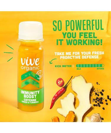 Vive Organic Immune Support Shot - Cold-Pressed Ginger Turmeric & Cayenne - Gluten-Free Vegan - 2 Fl Oz (Pack of 12) - Buy Online on GoSupps.com