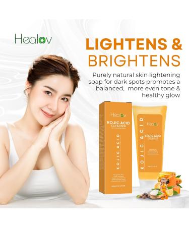 Kojic Acid Soap for Hyperpigmentation | Skin Brightening Papaya Face & Body Wash | Reduces Dark Spots Acne & Scars | Turmeric Facial Cleanser for Glowing Skin - Buy Online on GoSupps.com