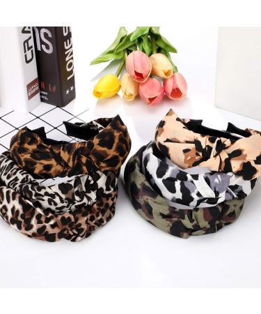 Leopard Headbands Set - 6 Pieces Wide Knot Turban Hair Accessories for Women and Girls - Buy Online on GoSupps.com
