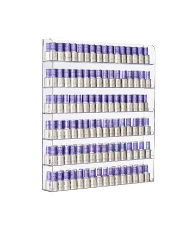 AMT Acrylic Nail Polish Racks for the Wall. CLEAR Nail Polish Display. Young Living Essential Oils Organizer. Holds up to 180 Btls. Plus a Microfiber Cloth for Cleaning Purposes (6 Tier- 180)