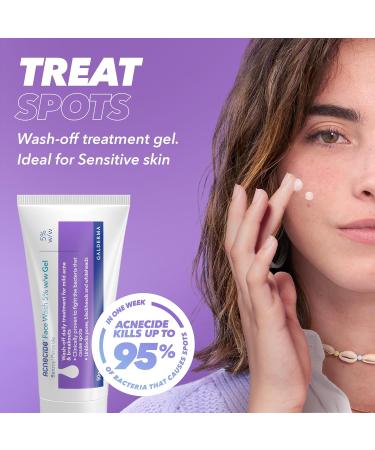 Acnecide Face Wash Gel 5% Benzoyl Peroxide Acne Treatment for Spot-Prone Skin 50g ACNECIDE Face Wash (with Benzoyl Peroxide) - Buy Online on GoSupps.com