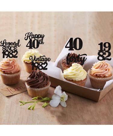 Rsstarxi 48 Pack Black Vintage 1982 Cupcake Toppers - Happy 40th Number 40 Cupcake Picks for 40th Birthday and Anniversary Party Decorations - Buy Online on GoSupps.com