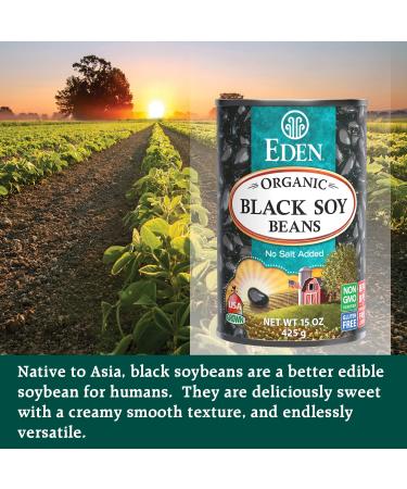 Eden Organic Black Soybeans 15 oz Can (12-Pack) - Complete Protein, No Salt, Non-GMO, Gluten Free, Vegan, Kosher - U.S. Grown, Heat and Serve - Macrobiotic Soy Beans - Buy Online on GoSupps.com