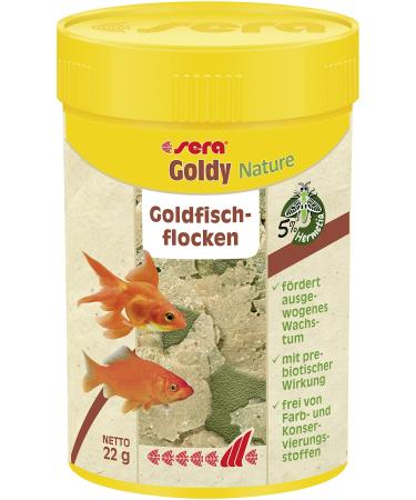Sera Goldy Nature 100 ml - goldfish feed for healthy growth & magnificent colors fish feed for the aquarium flake feed with high feed ratings and thus less algae flakes 22 g (1 Pack)