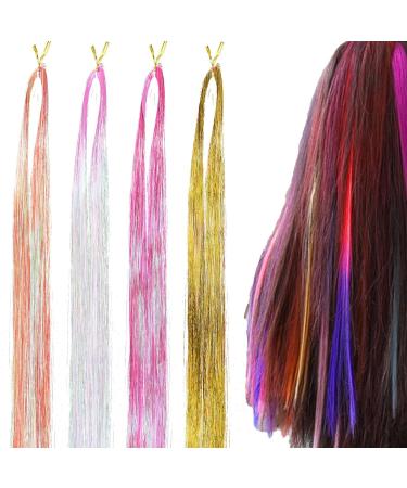 Fake Hair Pet Fiber Luxurious Hair Extensions - Hair Tinsel Glitter Hair Extension Hair Shimmer Strands Hair Dye Colored - Buy Online on GoSupps.com