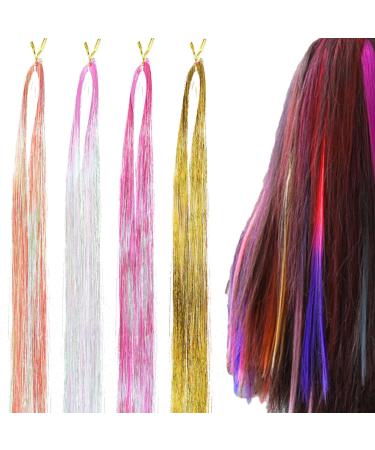 JSHDUSA Holographic Hair Tinsel | Hair Extensions Braided Hair Rope - Hair Tinsel Glitter Hair Extension Hair Shimmer Strands Hair Dye Colored